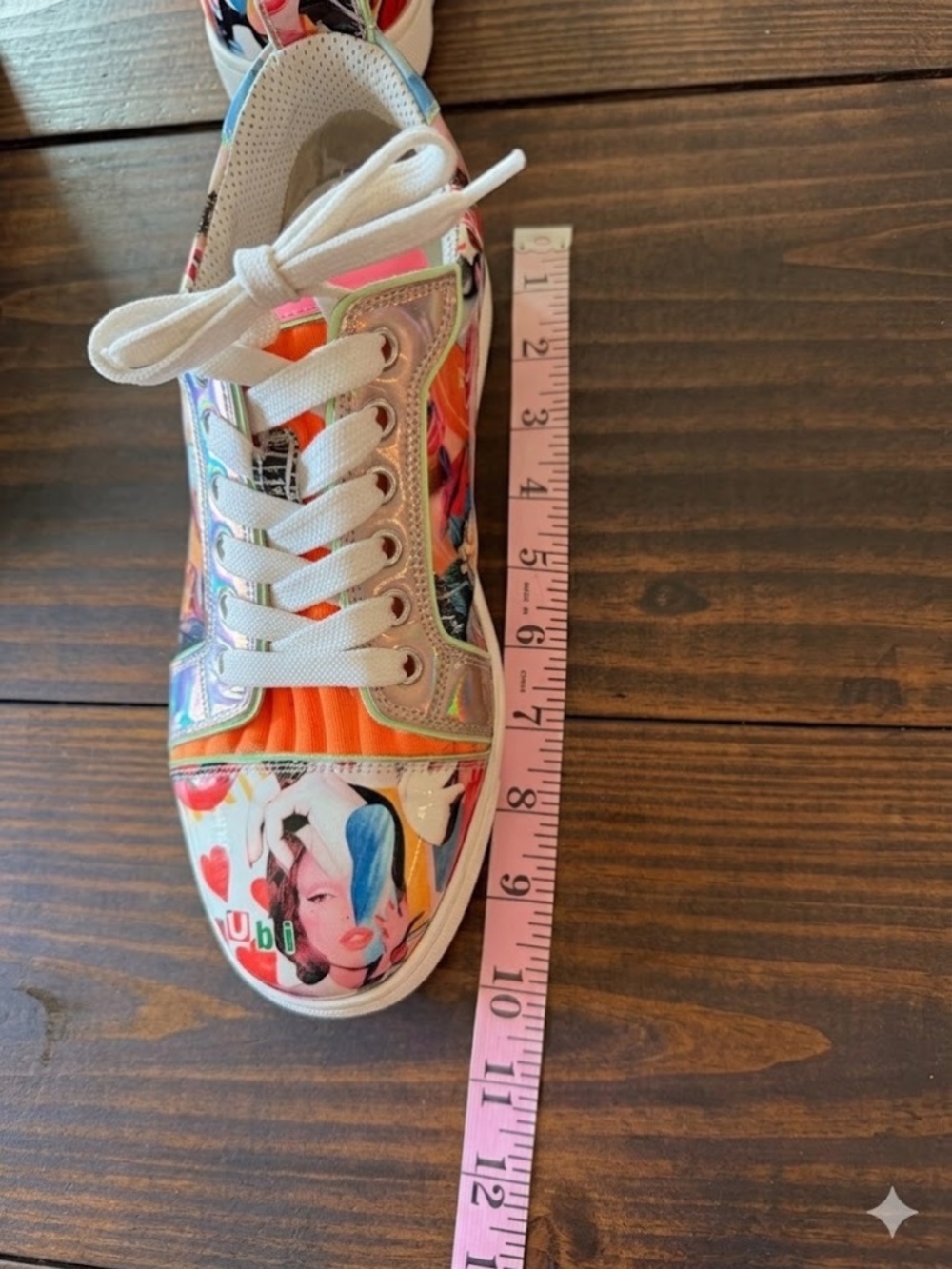 Christian Louboutin Viera Graphic Print Patent Red Sole Sneakers 38 - Picture 5 of 16
